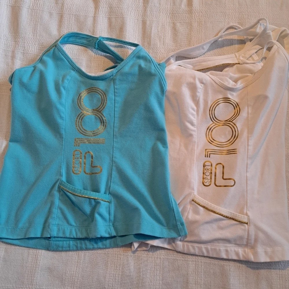 Fila 100 women's size Medium tank top lot of 2, 1 white, 1 light blue - Picture 6 of 6